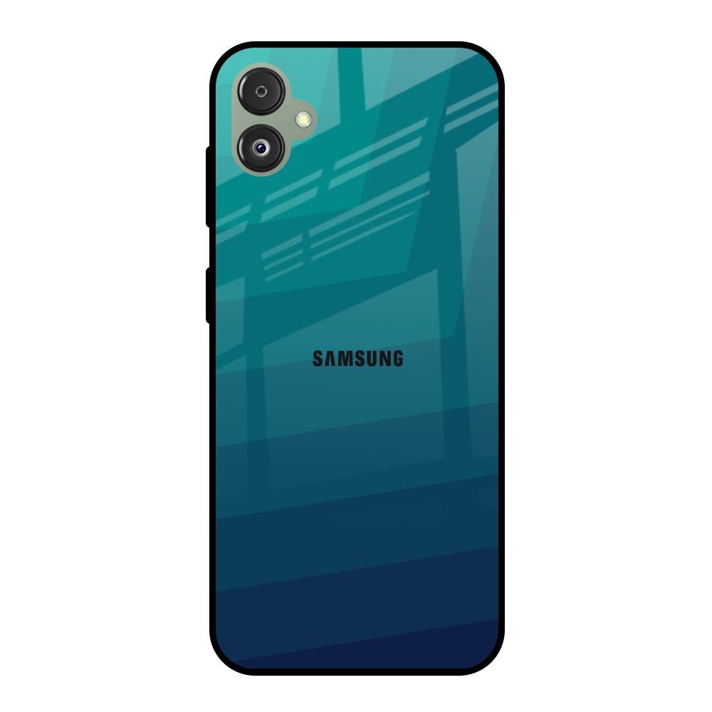 Green Triangle Pattern Samsung Galaxy F14 5G Glass Back Cover Online
