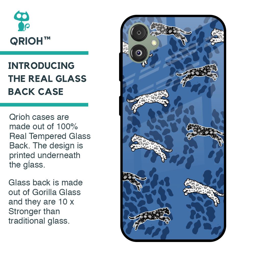 Blue Cheetah Glass Case for Samsung Galaxy F14 5G