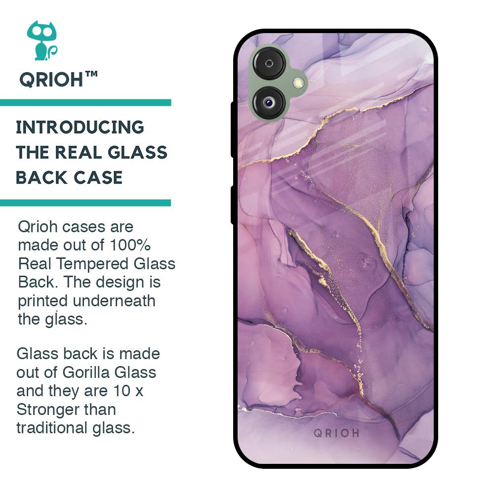 Purple Gold Marble Glass Case for Samsung Galaxy F14 5G