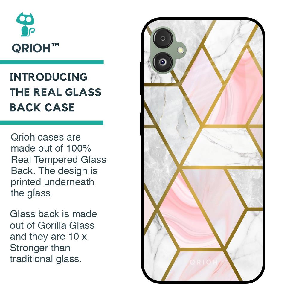 Geometrical Marble Glass Case for Samsung Galaxy F14 5G