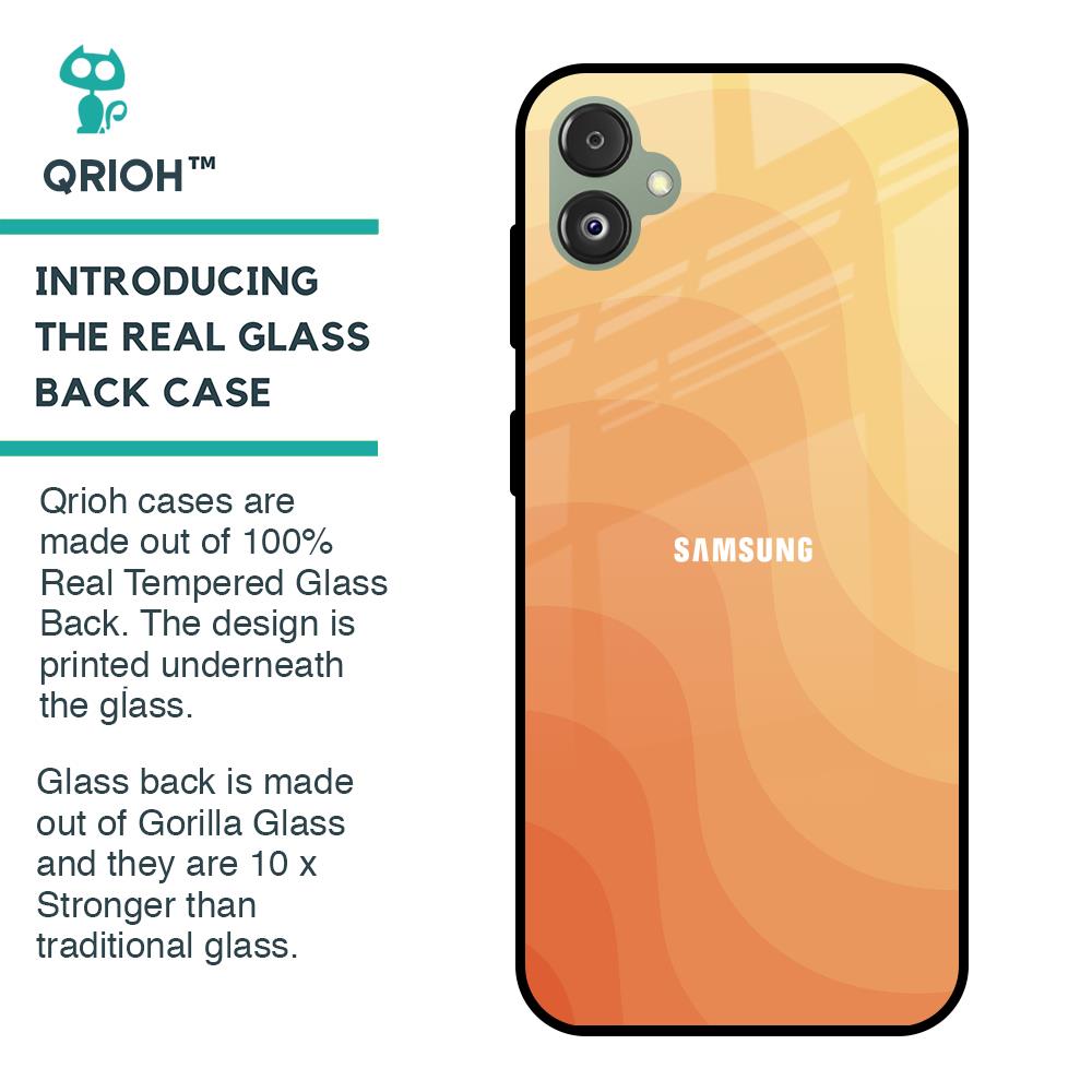 Orange Curve Pattern Glass Case for Samsung Galaxy F14 5G