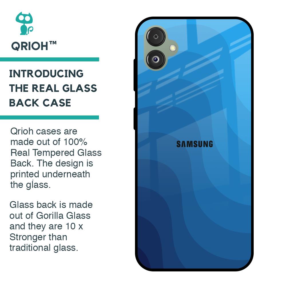 Blue Wave Abstract Glass Case for Samsung Galaxy F14 5G