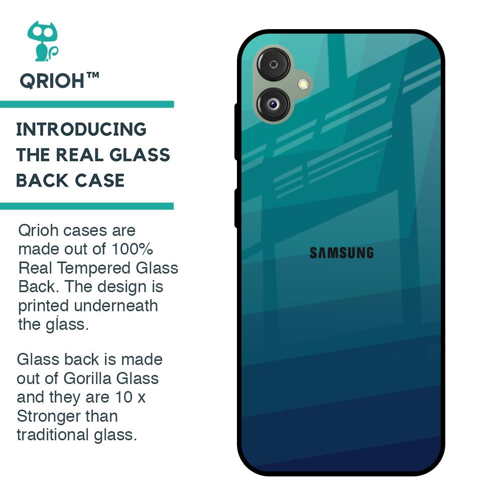 Green Triangle Pattern Glass Case for Samsung Galaxy F14 5G
