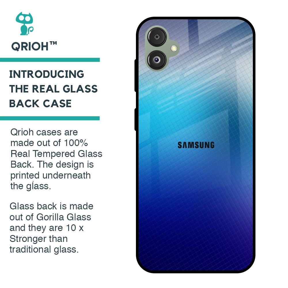 Blue Rhombus Pattern Glass Case for Samsung Galaxy F14 5G