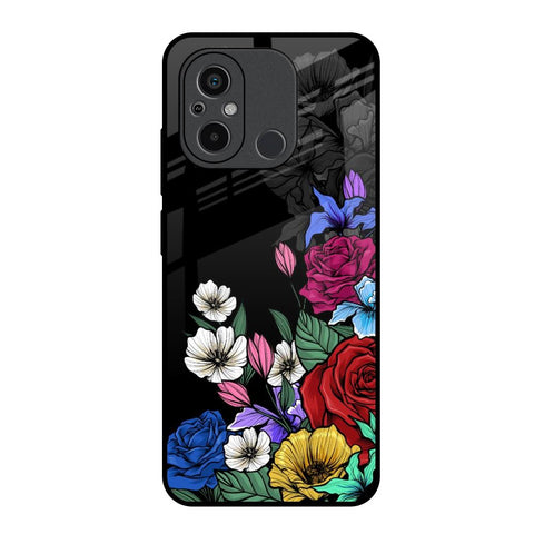 Rose Flower Bunch Art Redmi 12C Glass Back Cover Online