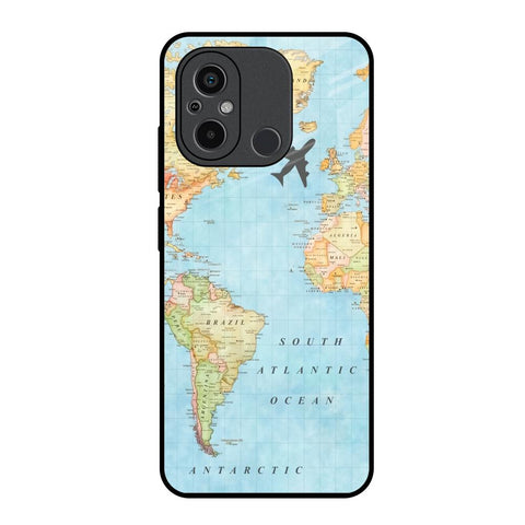 Travel Map Redmi 12C Glass Back Cover Online