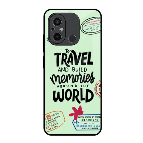 Travel Stamps Redmi 12C Glass Back Cover Online