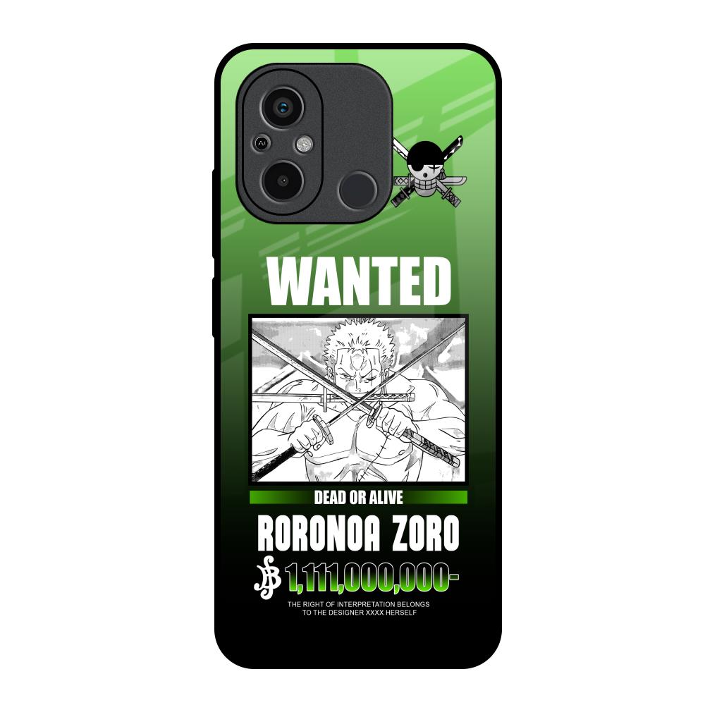 Zoro Wanted Redmi 12C Glass Back Cover Online
