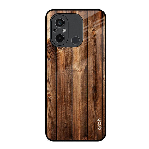 Timber Printed Redmi 12C Glass Back Cover Online