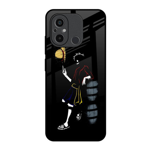 Luffy Line Art Redmi 12C Glass Back Cover Online