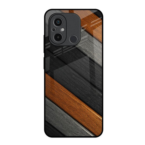 Tri Color Wood Redmi 12C Glass Back Cover Online