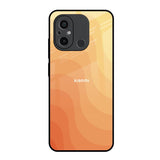 Orange Curve Pattern Redmi 12C Glass Back Cover Online