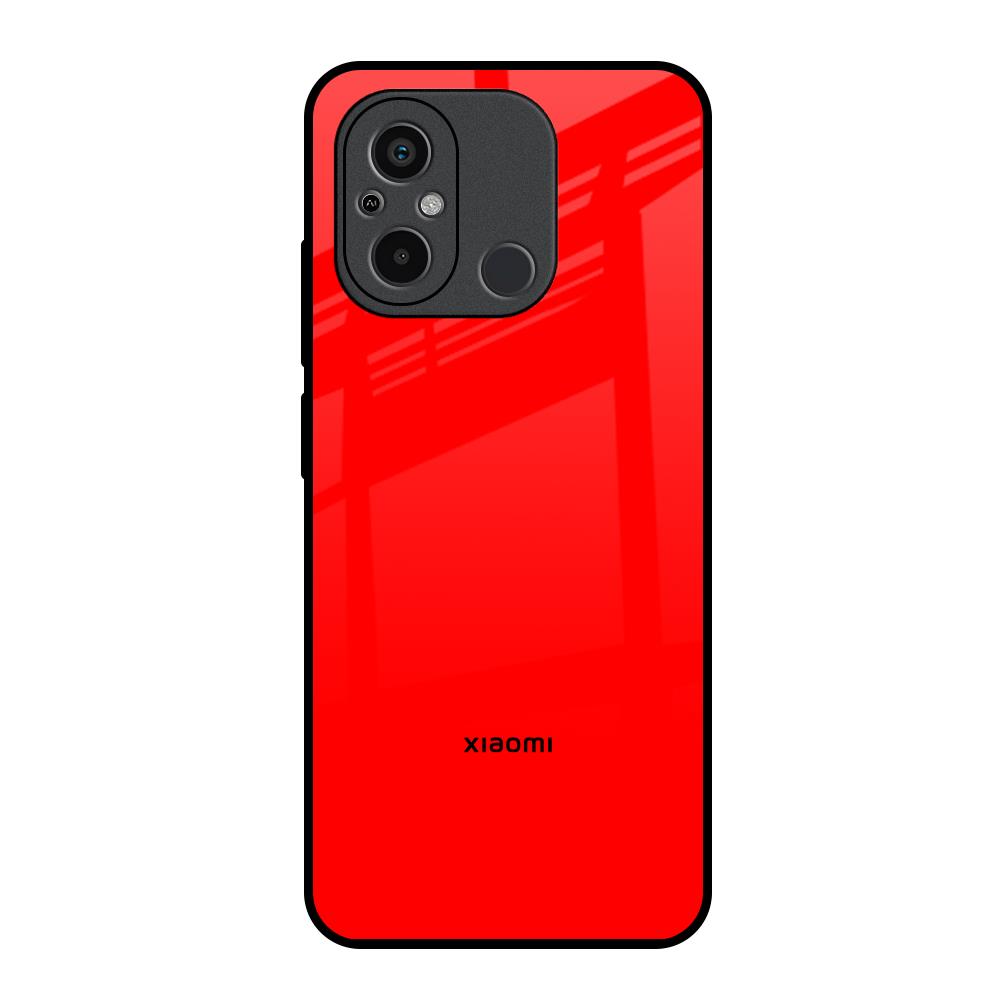Blood Red Redmi 12C Glass Back Cover Online