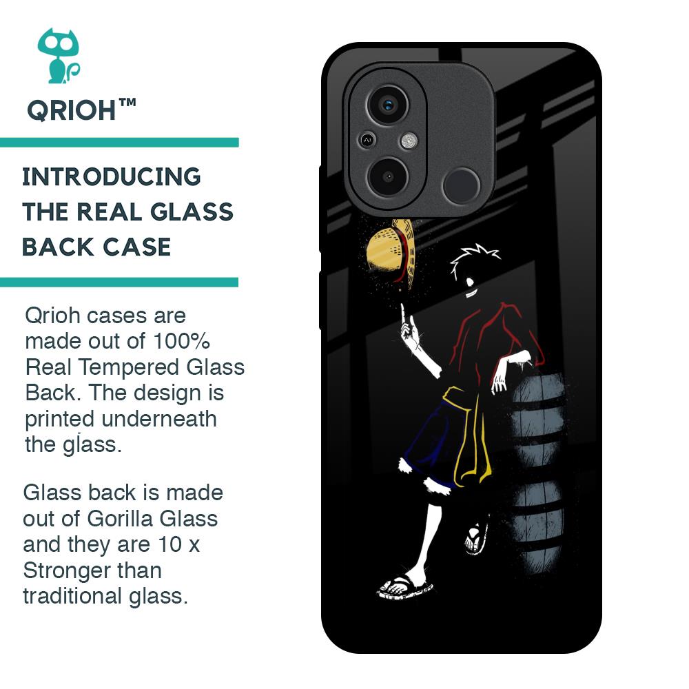 Luffy Line Art Glass Case for Redmi 12C