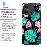 Tropical Leaves & Pink Flowers Glass Case for Redmi 12C