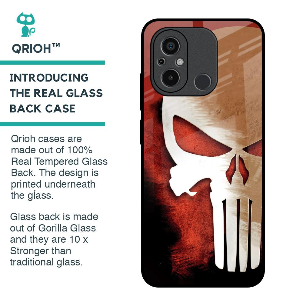 Red Skull Glass Case for Redmi 12C