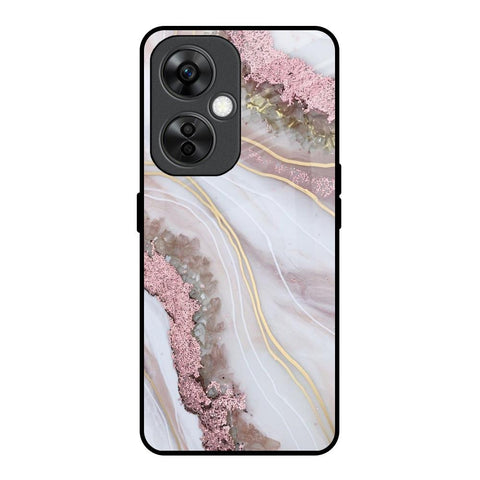 Pink & Gold Gllitter Marble OnePlus Nord CE 3 Lite 5G Glass Back Cover Online