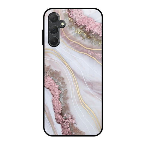 Pink & Gold Gllitter Marble Samsung Galaxy M14 5G Glass Back Cover Online