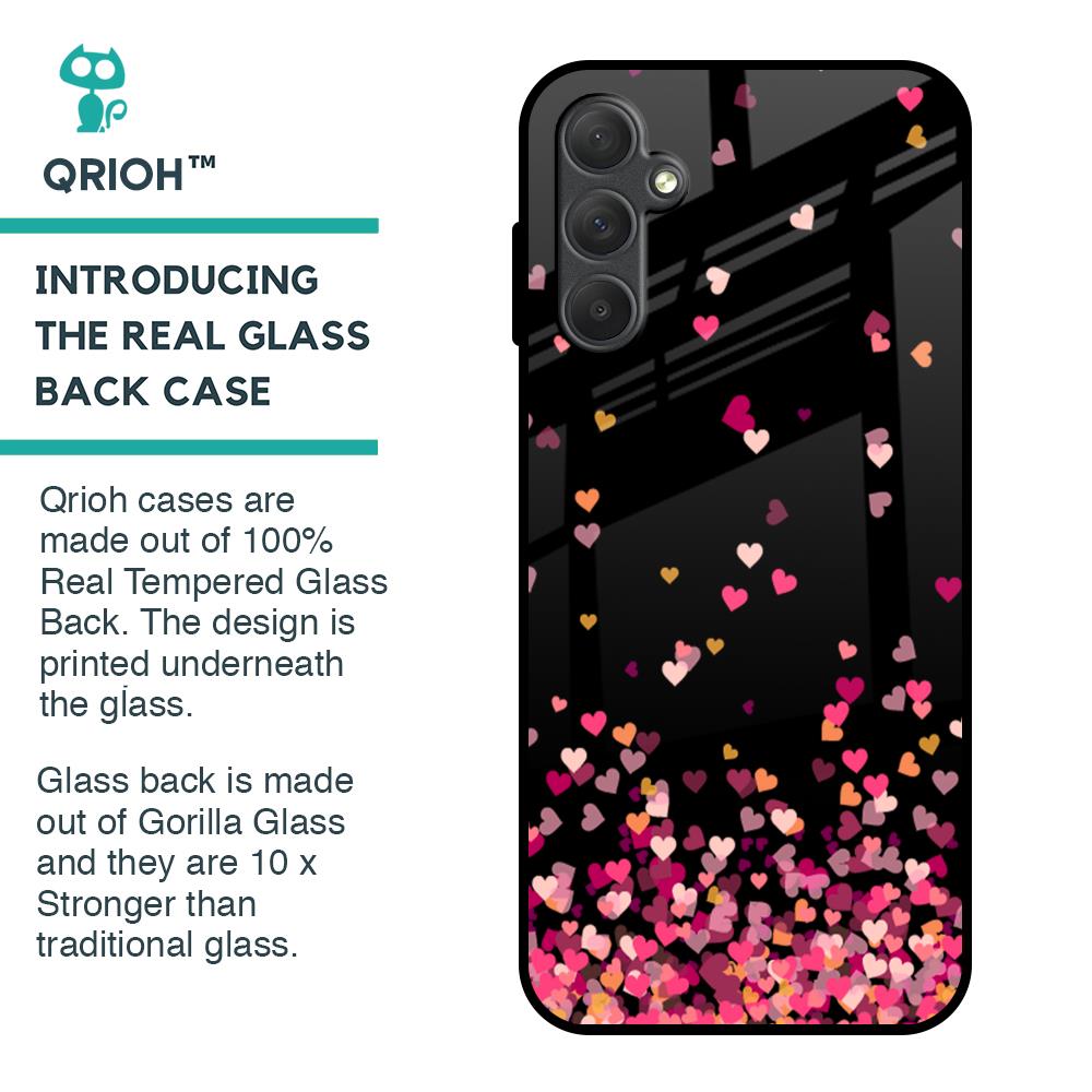 Heart Rain Fall Glass Case For Samsung Galaxy M14 5G