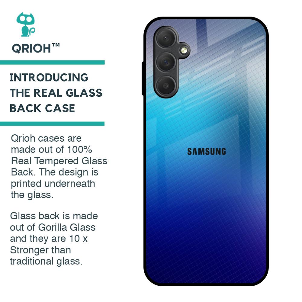 Blue Rhombus Pattern Glass Case for Samsung Galaxy M14 5G