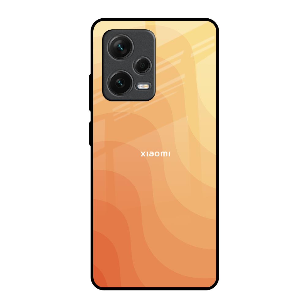 Orange Curve Pattern Redmi Note 12 Pro Plus 5G Glass Back Cover Online