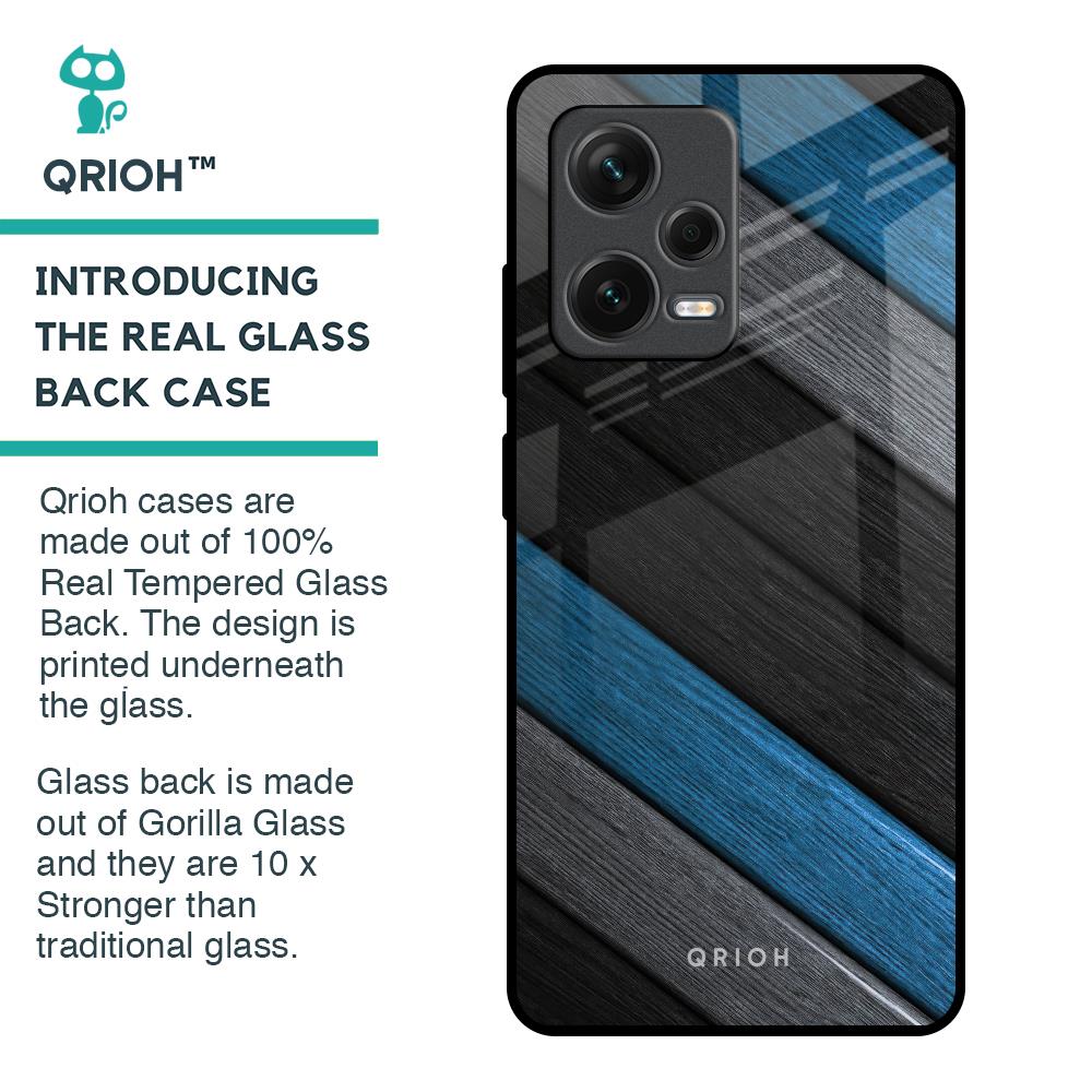 Multicolor Wooden Effect Glass Case for Redmi Note 12 Pro Plus 5G