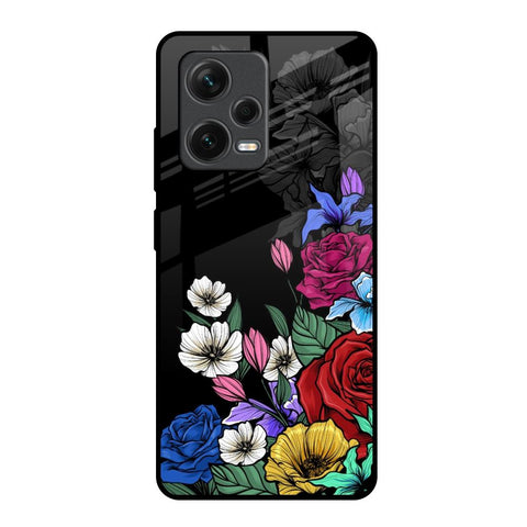 Rose Flower Bunch Art Redmi Note 12 Pro 5G Glass Back Cover Online