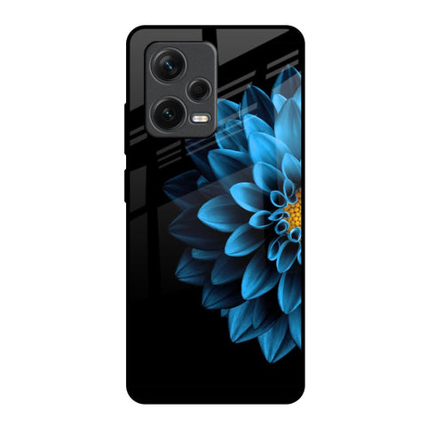 Half Blue Flower Redmi Note 12 Pro 5G Glass Back Cover Online