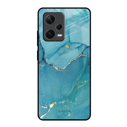 Blue Golden Glitter Redmi Note 12 Pro 5G Glass Back Cover Online