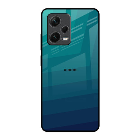 Green Triangle Pattern Redmi Note 12 Pro 5G Glass Back Cover Online