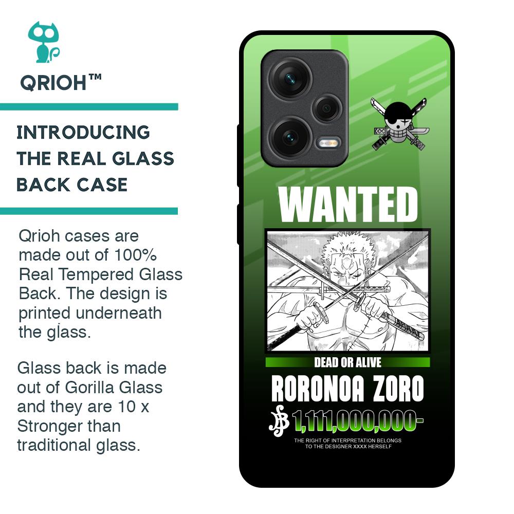 Zoro Wanted Glass Case for Redmi Note 12 Pro 5G