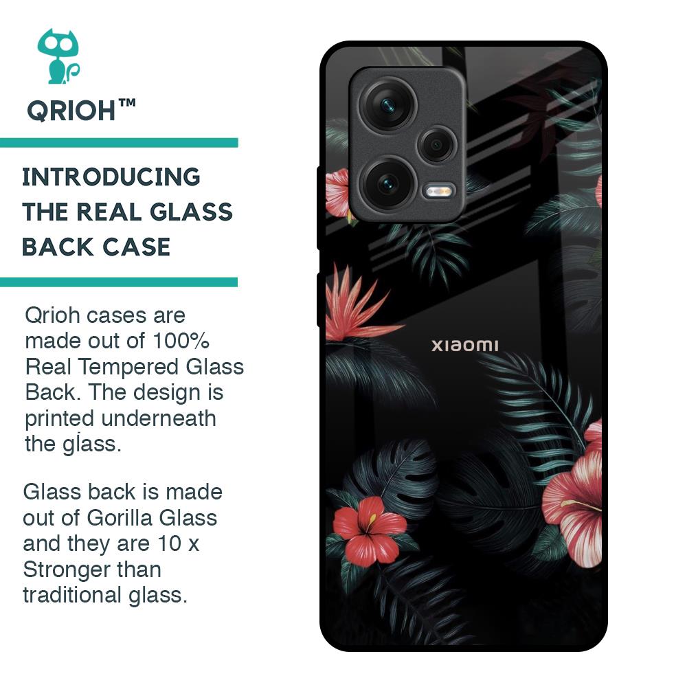 Tropical Art Flower Glass Case for Redmi Note 12 Pro 5G