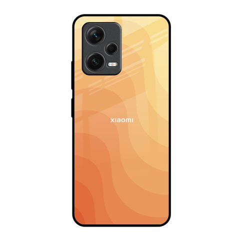 Orange Curve Pattern Redmi Note 12 5G Glass Back Cover Online