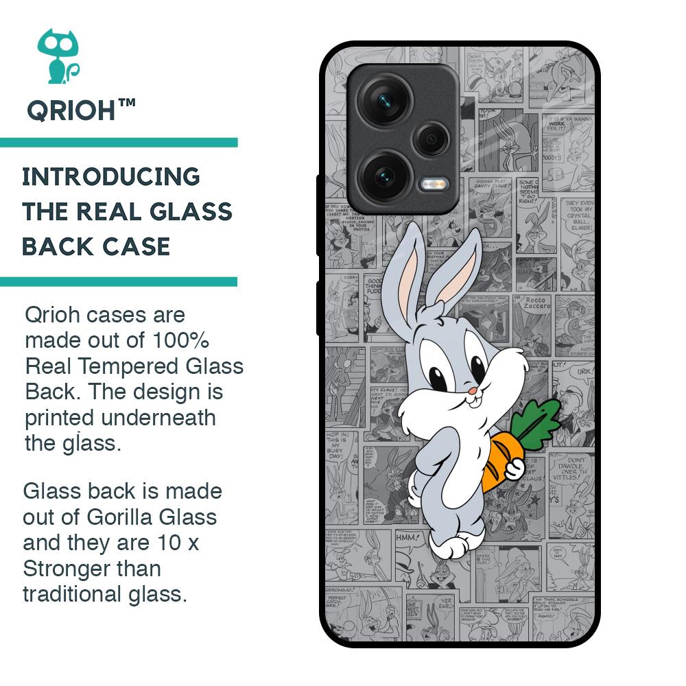 Cute Baby Bunny Glass Case for Redmi Note 12 5G