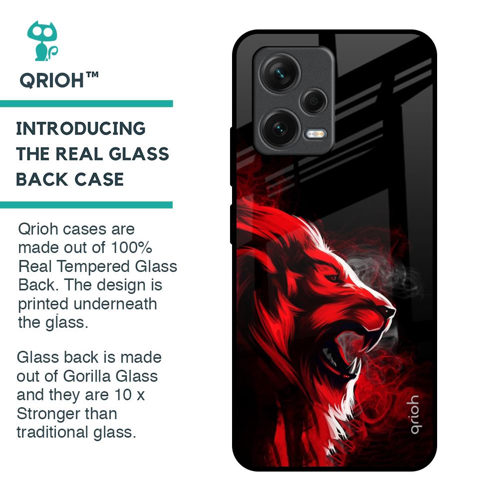 Red Angry Lion Glass Case for Redmi Note 12 5G