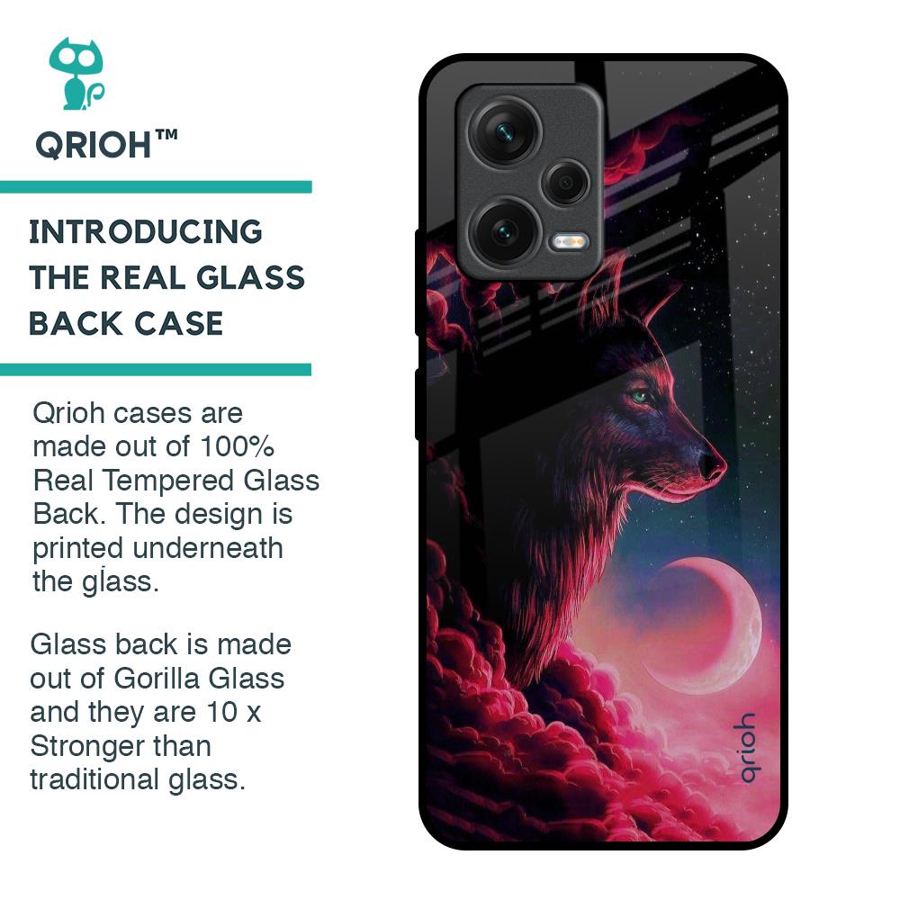 Moon Wolf Glass Case for Redmi Note 12 5G