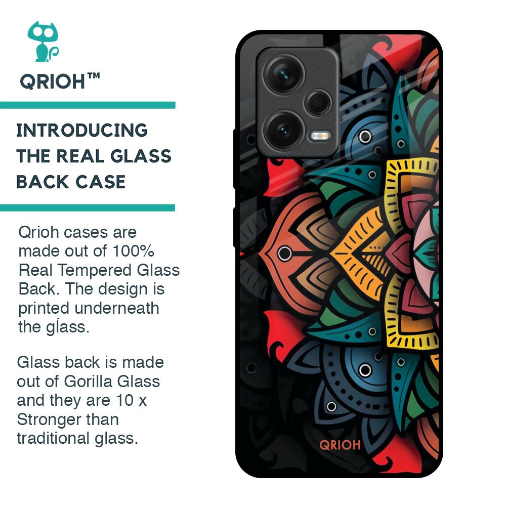 Retro Gorgeous Flower Glass Case for Redmi Note 12 5G