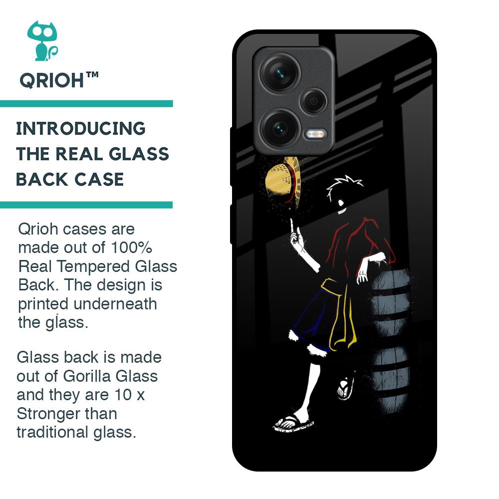 Luffy Line Art Glass Case for Redmi Note 12 5G