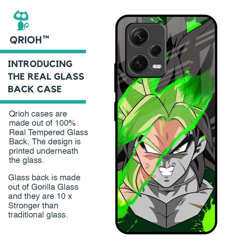 Anime Green Splash Glass Case for Redmi Note 12 5G