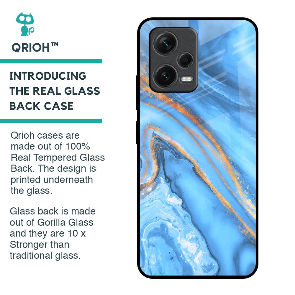 Vibrant Blue Marble Glass Case for Redmi Note 12 5G