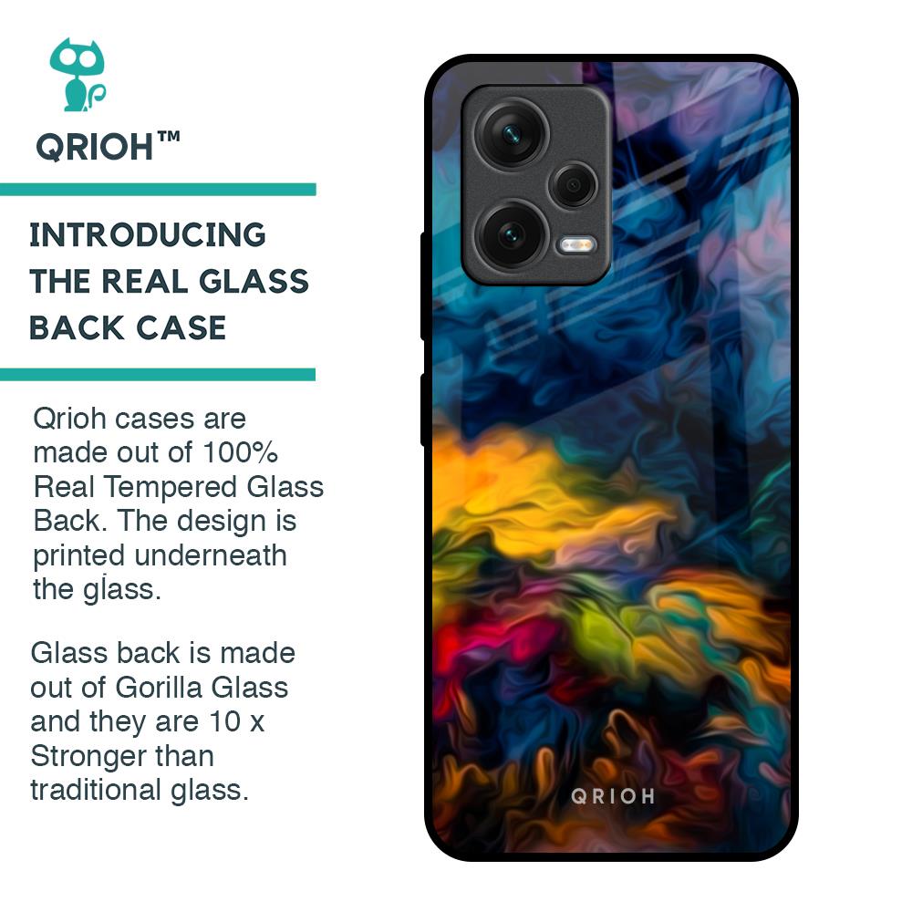 Multicolor Oil Painting Glass Case for Redmi Note 12 5G