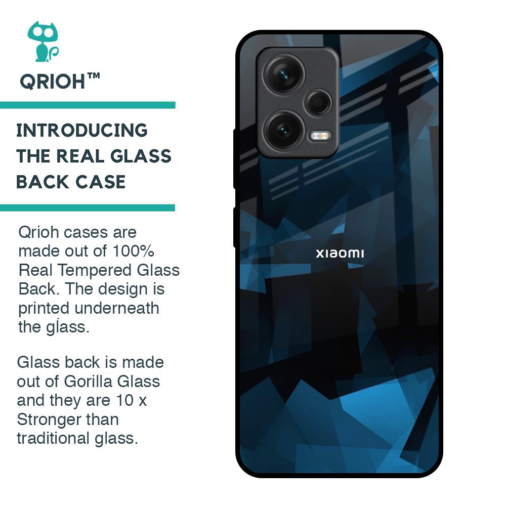 Polygonal Blue Box Glass Case For Redmi Note 12 5G
