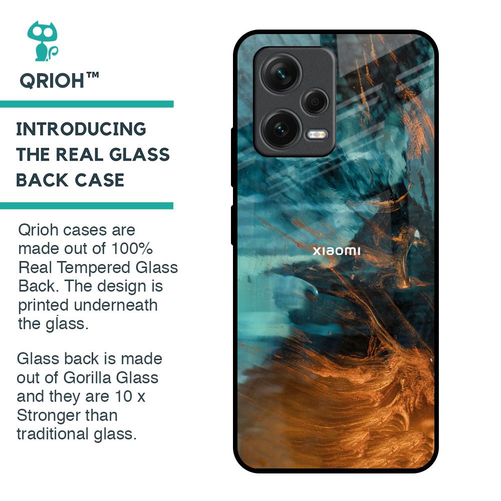 Golden Splash Glass Case for Redmi Note 12 5G