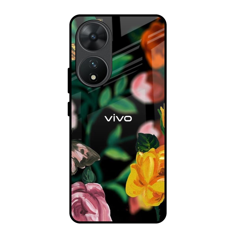 Flowers & Butterfly Vivo T2 5G Glass Back Cover Online