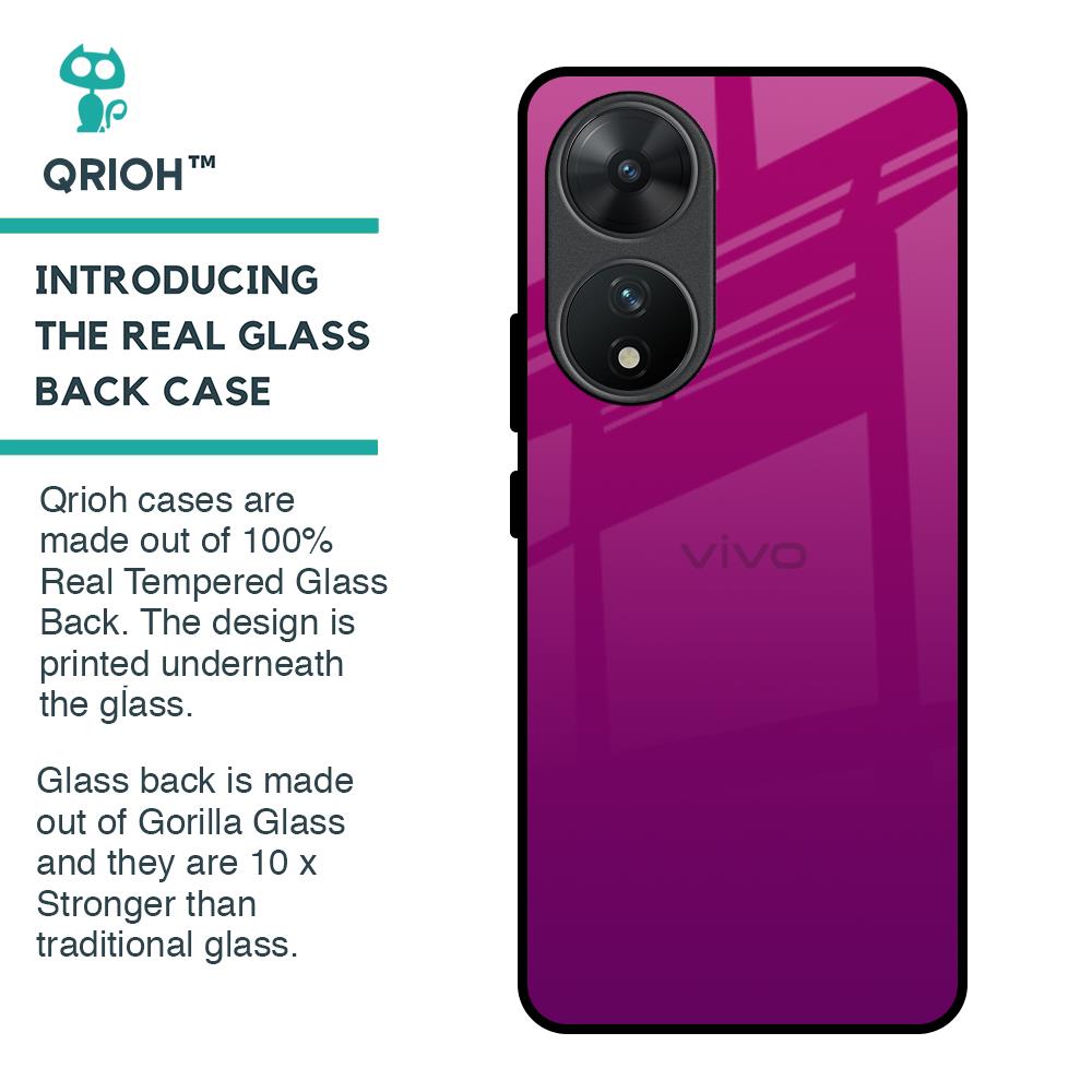 Magenta Gradient Glass Case For Vivo T2 5G