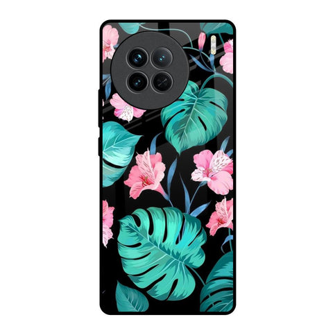 Tropical Leaves & Pink Flowers Vivo X90 5G Glass Back Cover Online