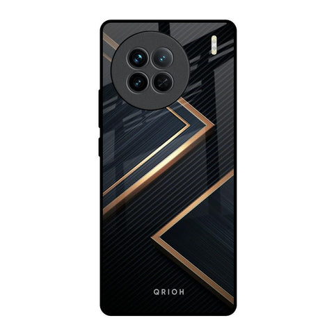 Sleek Golden & Navy Vivo X90 5G Glass Back Cover Online
