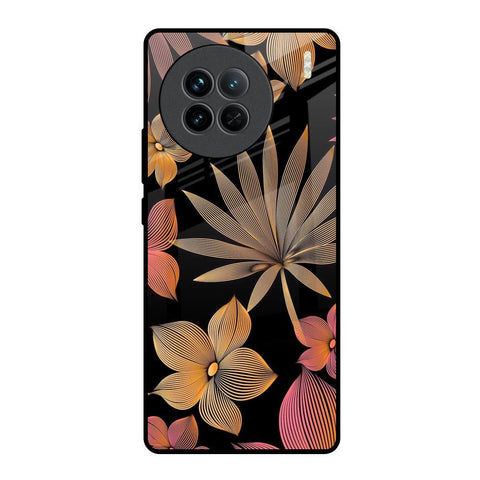 Lines Pattern Flowers Vivo X90 5G Glass Back Cover Online