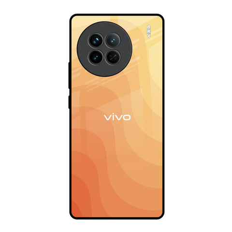Orange Curve Pattern Vivo X90 5G Glass Back Cover Online