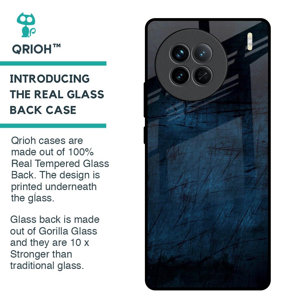 Dark Blue Grunge Glass Case for Vivo X90 5G